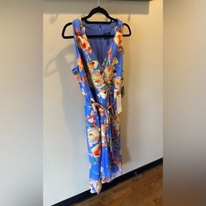 Adriana Papel size 14 dress periwinkle multicolor printed halter midi dress